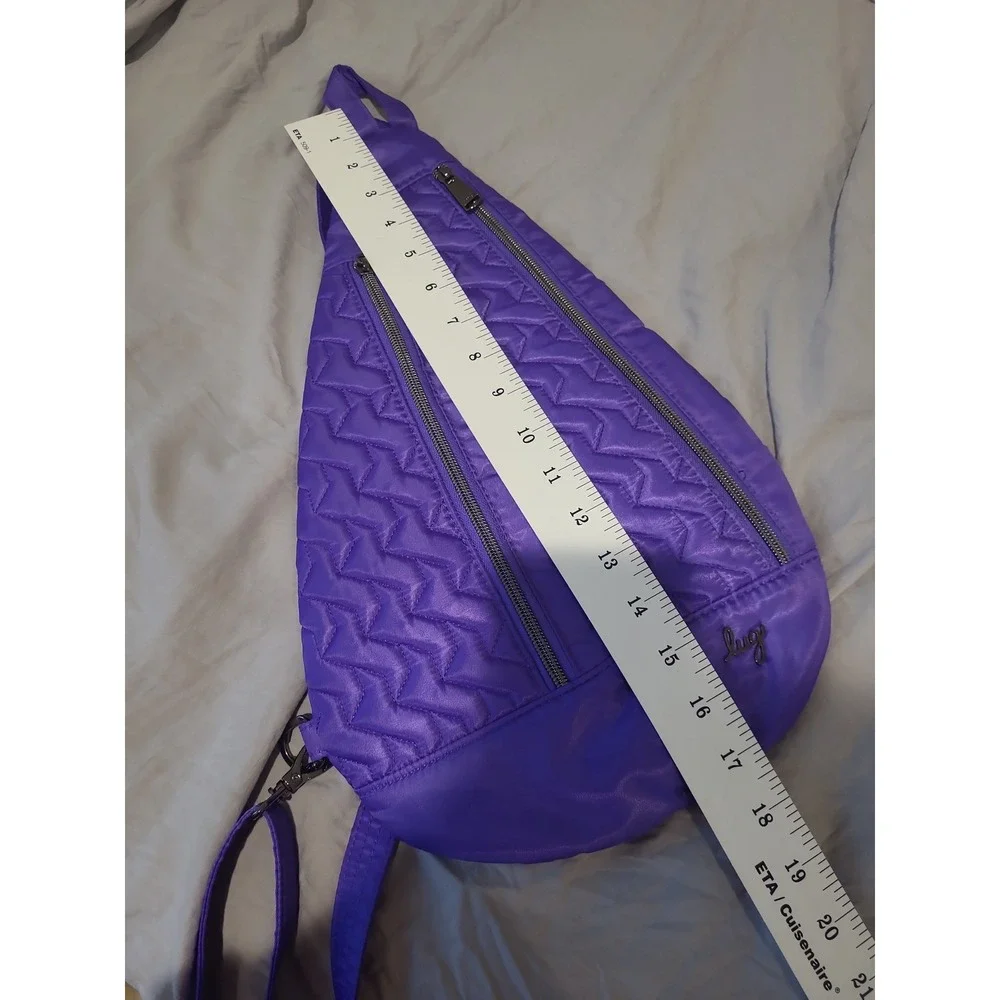 Lug Windsail Sling Bag Purple Quilted NWOT contemporary travel multi pocket adj.
